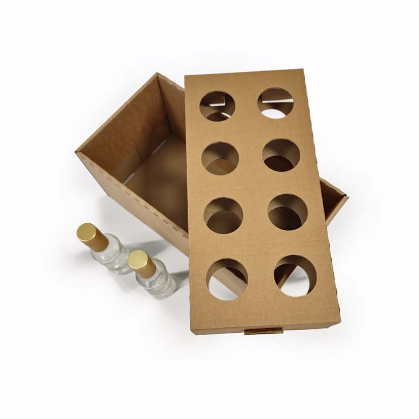 Dárkový box na 8 lahví vína s proložkou (8 x 0,2 l) bez lahví, hnědý
