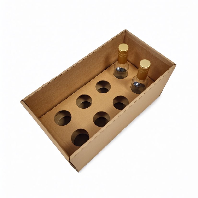 Dárkový box na 8 lahví vína s proložkou (8 x 0,2 l) včetně lahví, hnědý