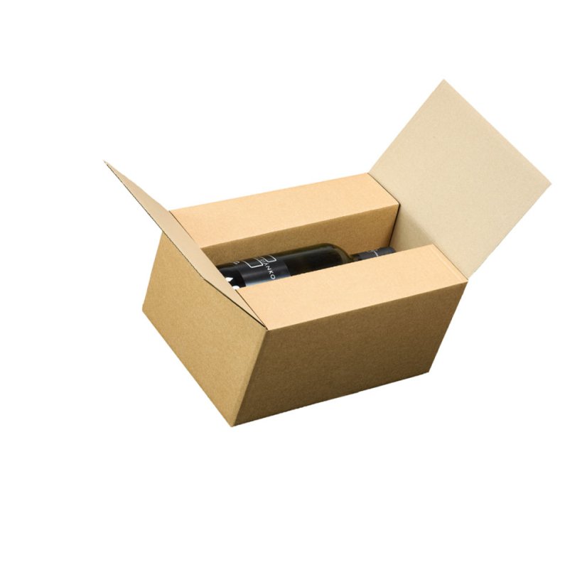 Krabice na 6 láhví vína s proložkou, 315x235x170 mm, hnědá