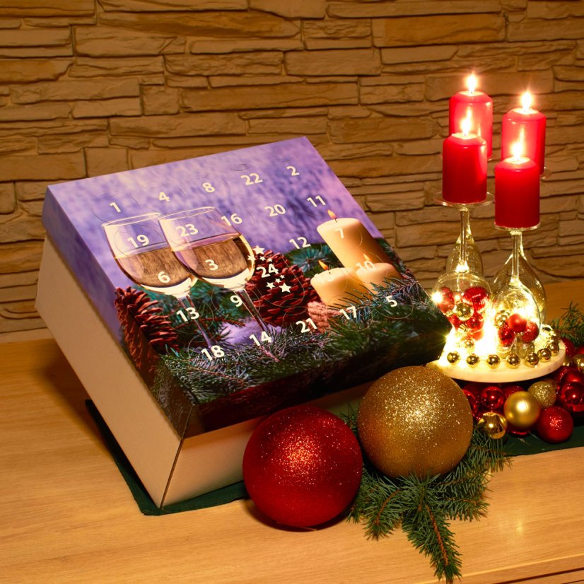 Adventní kalendář vín - potisk Sklenička se svíčkou