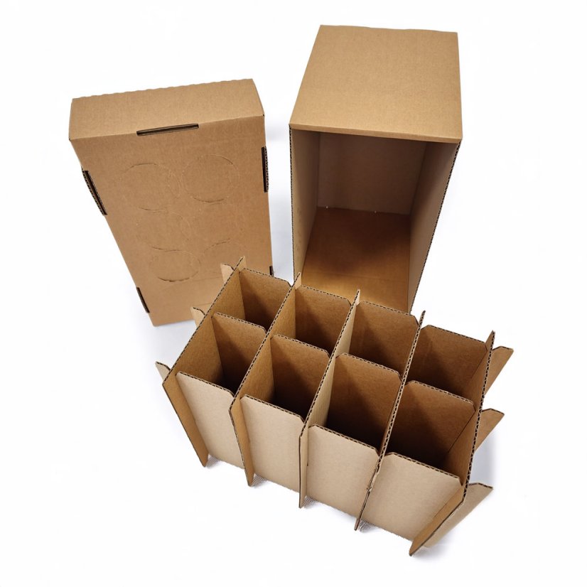 Dárkový box na 8 lahví vína s proložkou (8 x 0,25 l) bez lahví, hnědý