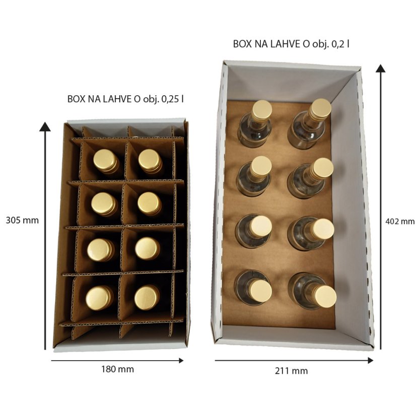 Dárkový box na 8 lahví vína s proložkou (8 x 0,25 l) bez lahví, bílý