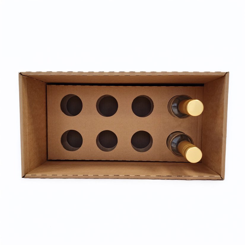 Dárkový box na 8 lahví vína s proložkou (8 x 0,2 l) bez lahví, hnědý