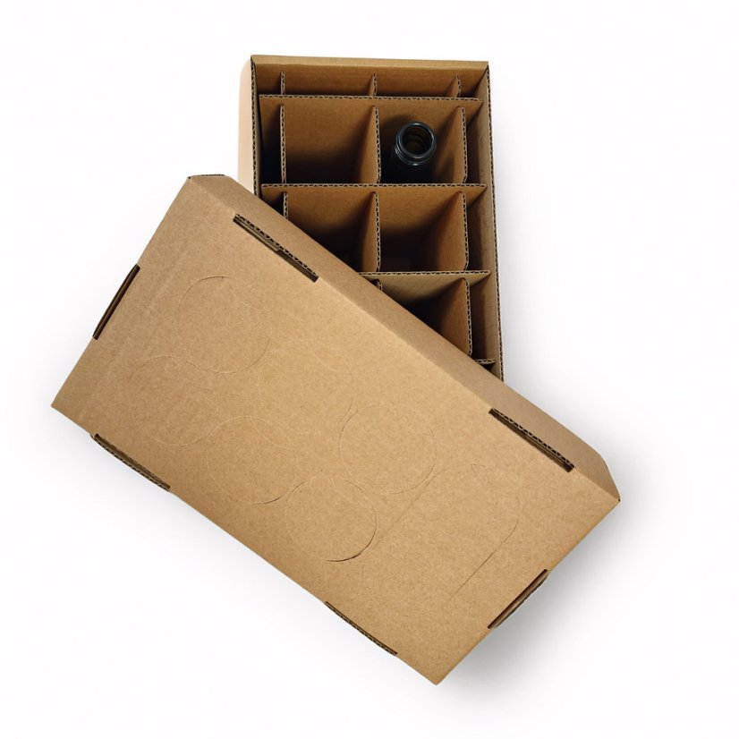 Dárkový box na 8 lahví vína s proložkou (8 x 0,25 l) včetně lahví, hnědý