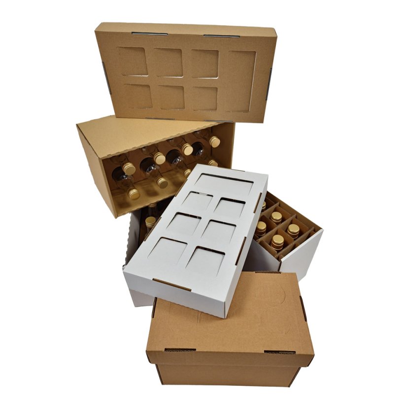 Dárkový box na 8 lahví vína s proložkou (8 x 0,25 l) bez lahví, bílý