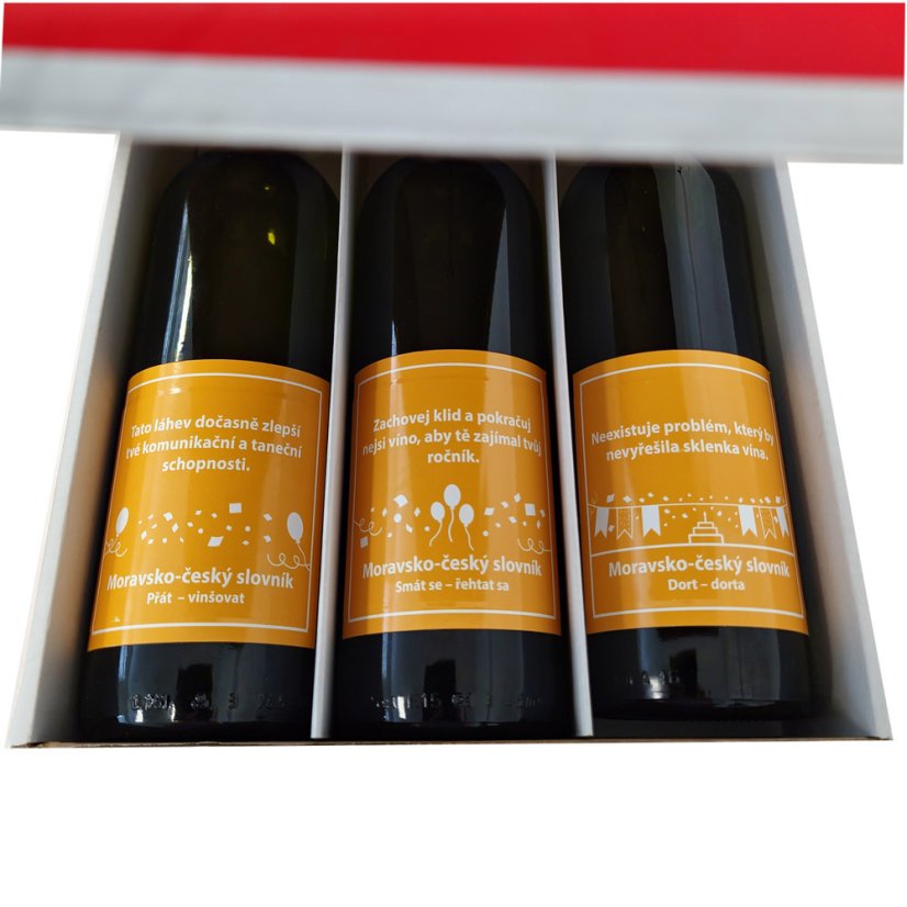 Velká degustační sada vín k narozeninám - Sylvánské zelené, Rulandské šedé, Cabernet Moravia