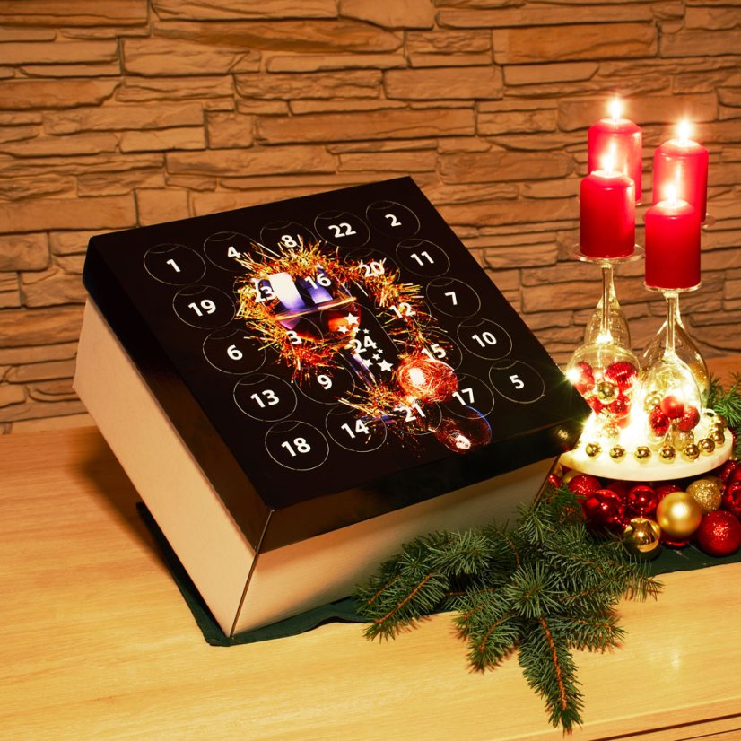 Adventní kalendář vín - potisk Zlatá sklenička