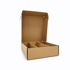 Malý dárkový box na 3 lahve vína s proložkou (3 x 0,25 l), hnědý