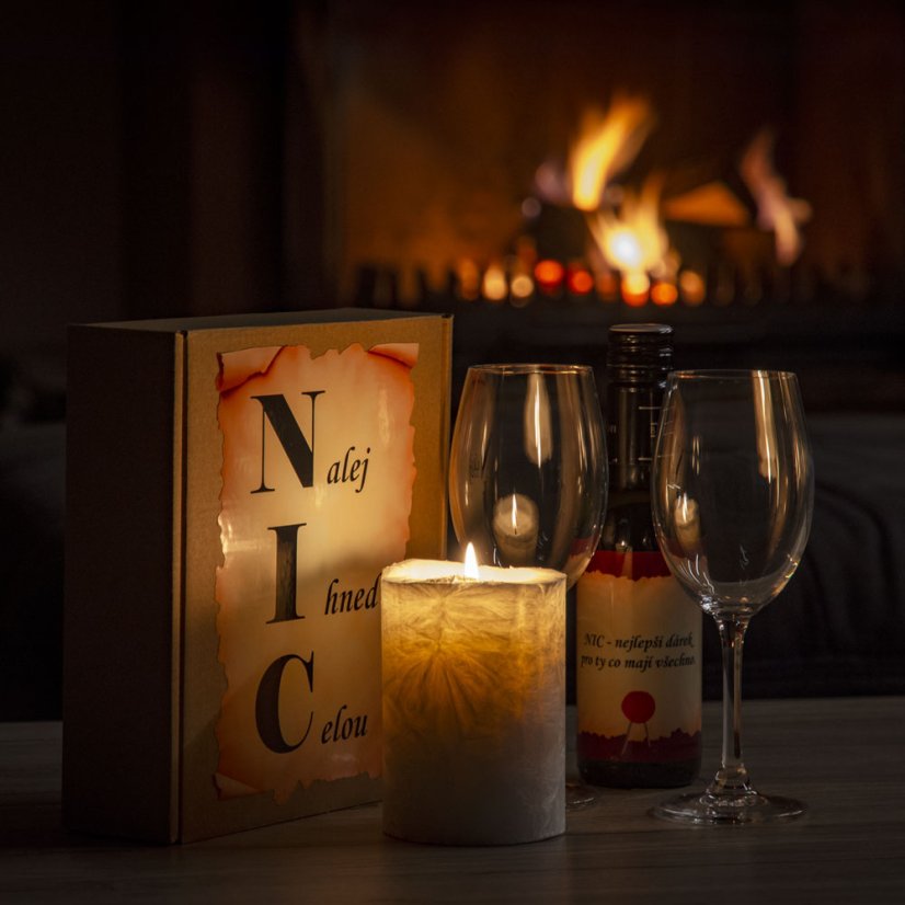 NIC – dárek s vínem pro ty, co nic nechtějí - malá sada černá - Barva vína: Bílé - suché