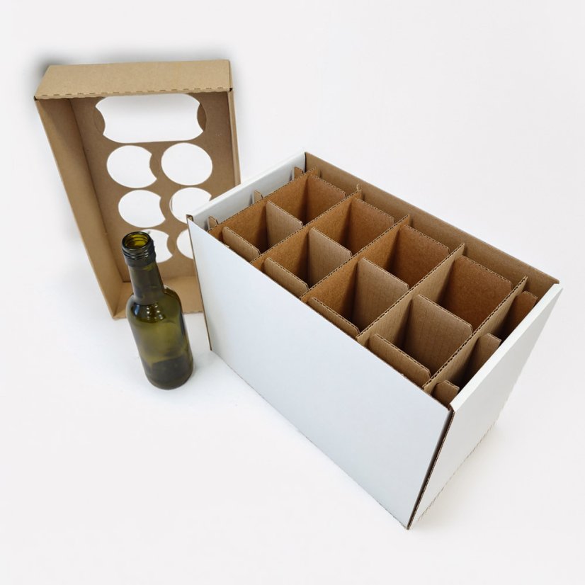 Dárkový box na 8 lahví vína s proložkou (8 x 0,25 l) bez lahví, bílý