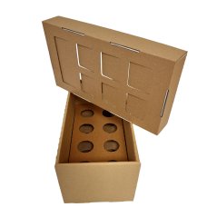 Dárkový box na 8 lahví vína s proložkou (8 x 0,2 l) bez lahví, hnědý