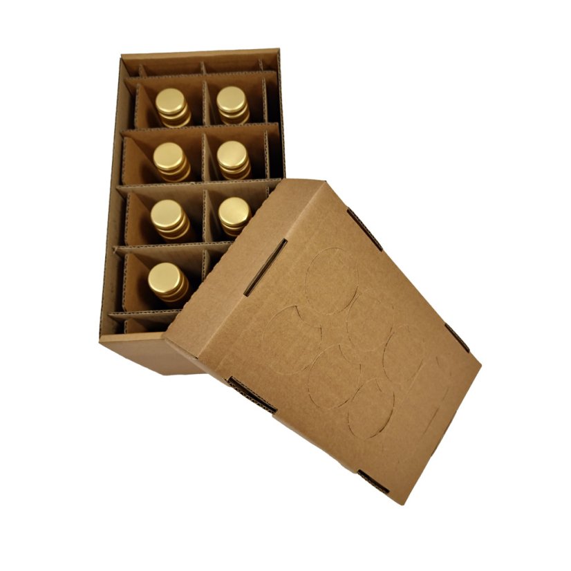 Dárkový box na 8 lahví vína s proložkou (8 x 0,25 l) bez lahví, hnědý