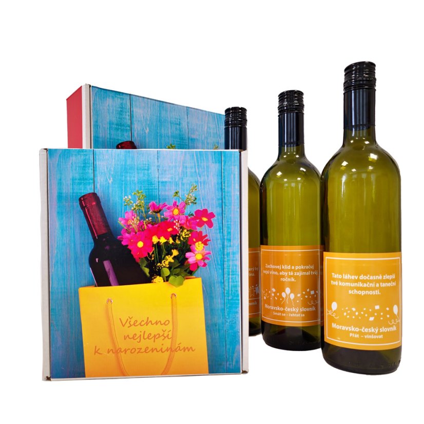 Velká degustační sada vín k narozeninám - Sylvánské zelené, Rulandské šedé, Cabernet Moravia