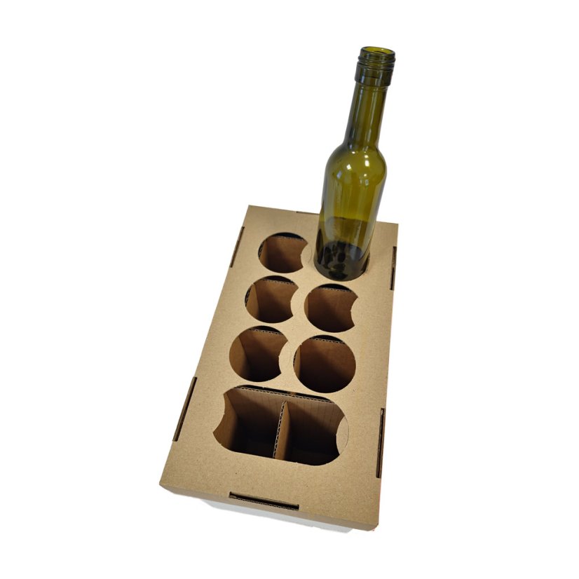 Dárkový box na 8 lahví vína s proložkou (8 x 0,25 l) bez lahví, hnědý