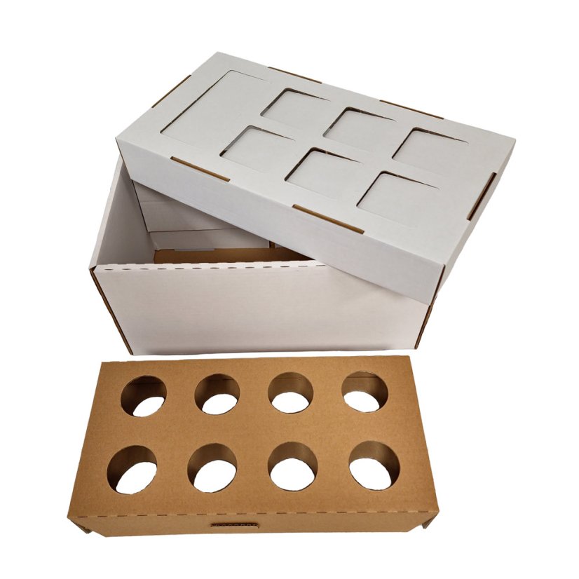 Dárkový box na 8 lahví vína s proložkou (8 x 0,2 l) včetně lahví, bílý