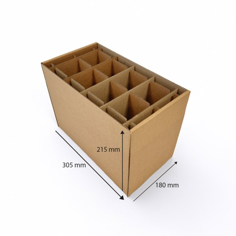 Dárkový box na 8 lahví vína s proložkou (8 x 0,25 l) bez lahví, hnědý