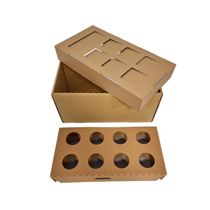 Dárkový box na 8 lahví vína s proložkou (8 x 0,2 l) bez lahví, hnědý