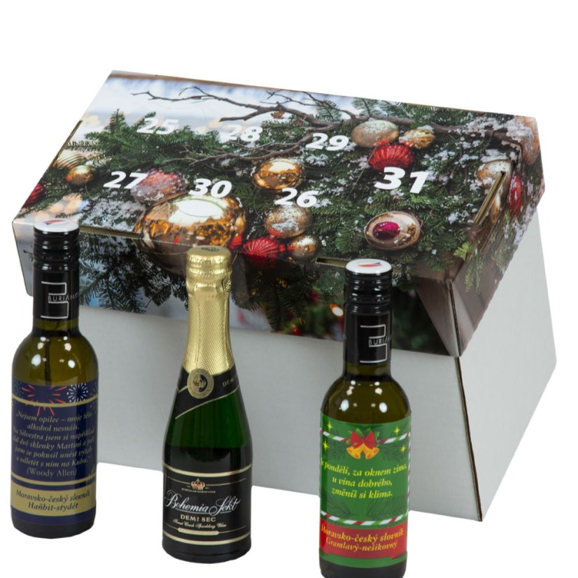Malá vánoční dárková sada vín - Stromeček - Barva vína: Kombinace barev