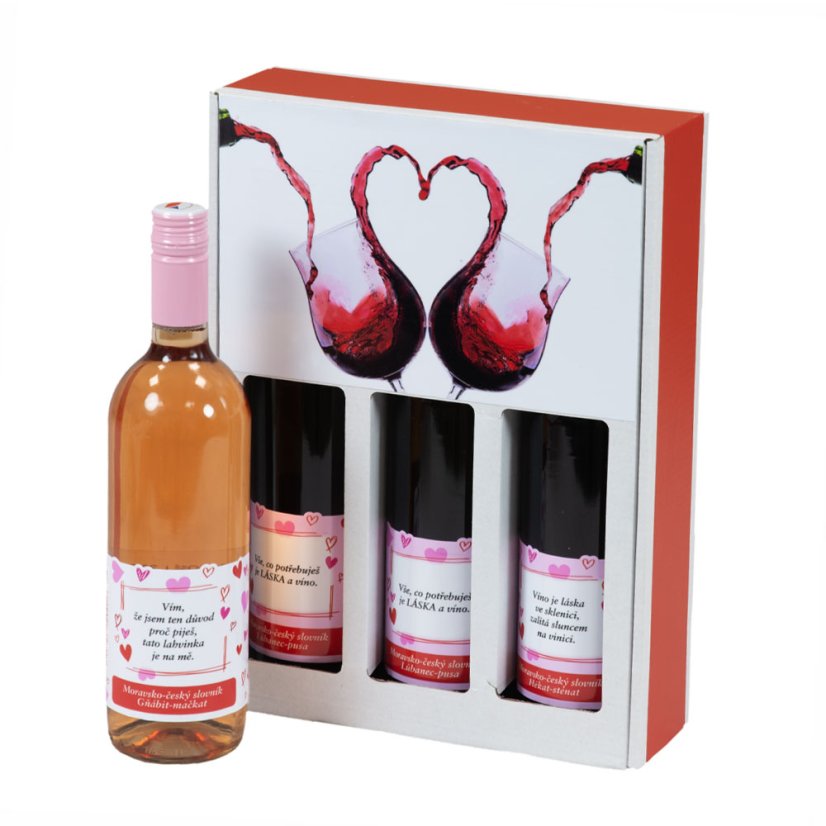 Velká sada vín se svíčkou pro zamilované - otevřená - Barva vína: Kombinace barev