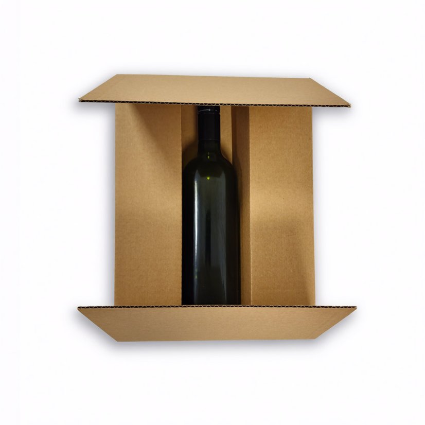 Krabice na 6 lahví vína s proložkou, 330x235x160 mm, hnědá