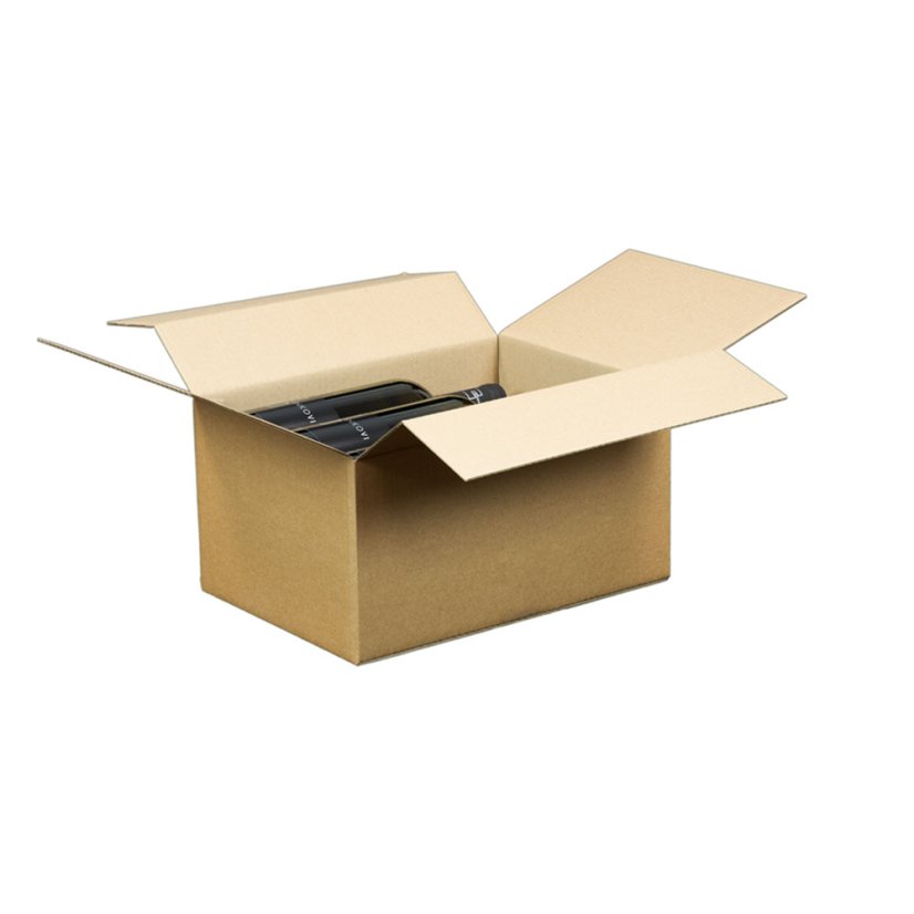 Krabice na 6 láhví vína s proložkou, 315x235x170 mm, hnědá