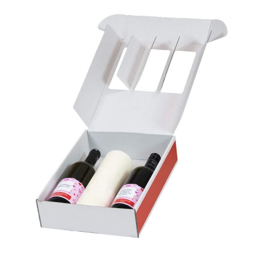 Velká sada vín se svíčkou pro zamilované - otevřená - Barva vína: Kombinace barev