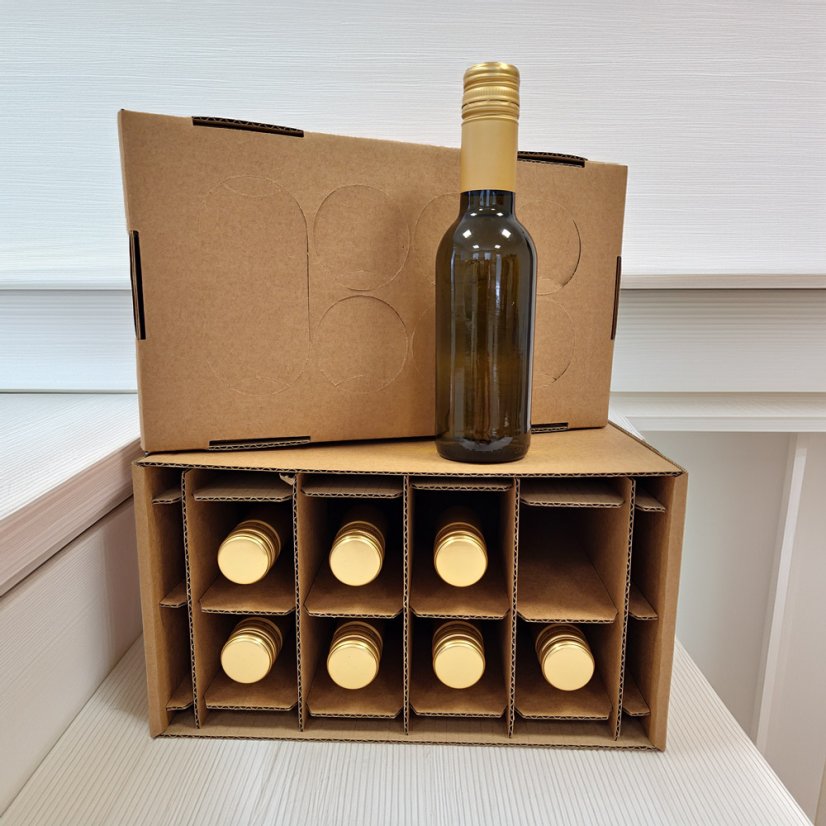 Dárkový box na 8 lahví vína s proložkou (8 x 0,25 l) včetně lahví, hnědý
