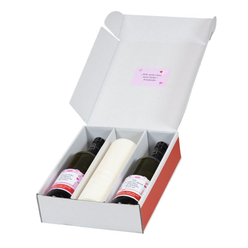 Velká sada vín se svíčkou pro zamilované - otevřená - Barva vína: Kombinace barev