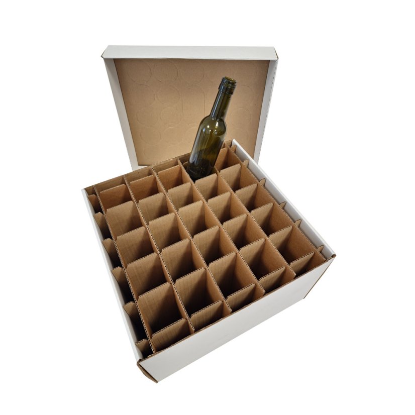 Dárkový box na 25 lahví vína s proložkou (25 x 0,25 l) včetně lahví, bílý