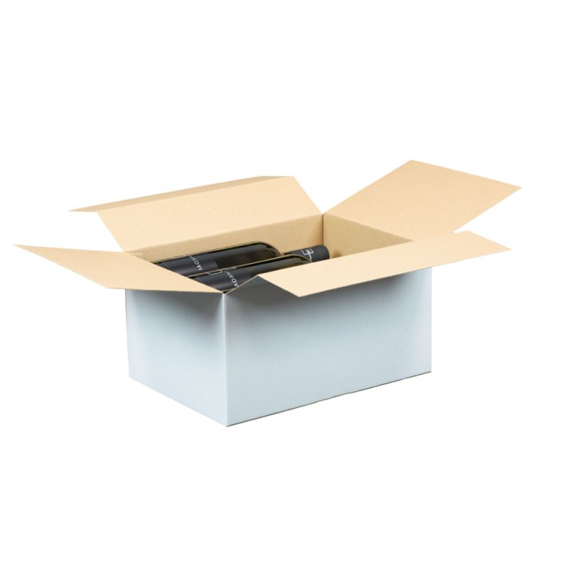 Krabice na 6 láhví vína s proložkou, 315x235x170 mm, bílá