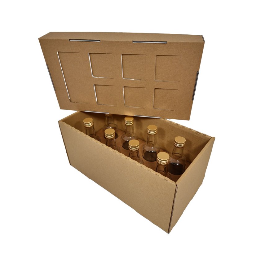 Dárkový box na 8 lahví vína s proložkou (8 x 0,2 l) včetně lahví, hnědý