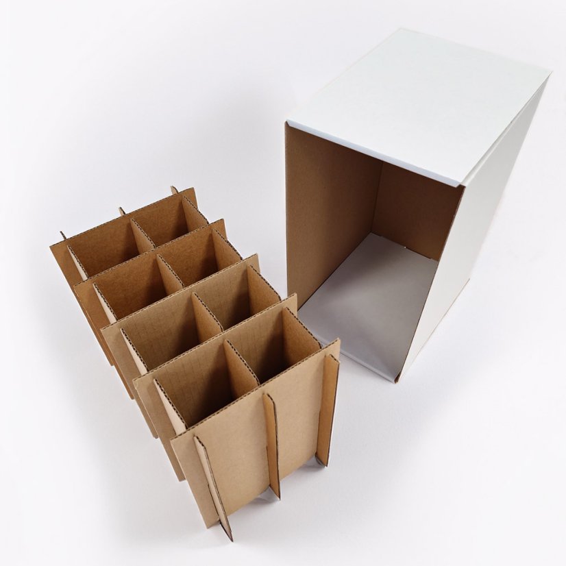 Dárkový box na 8 lahví vína s proložkou (8 x 0,25 l) včetně lahví, bílý