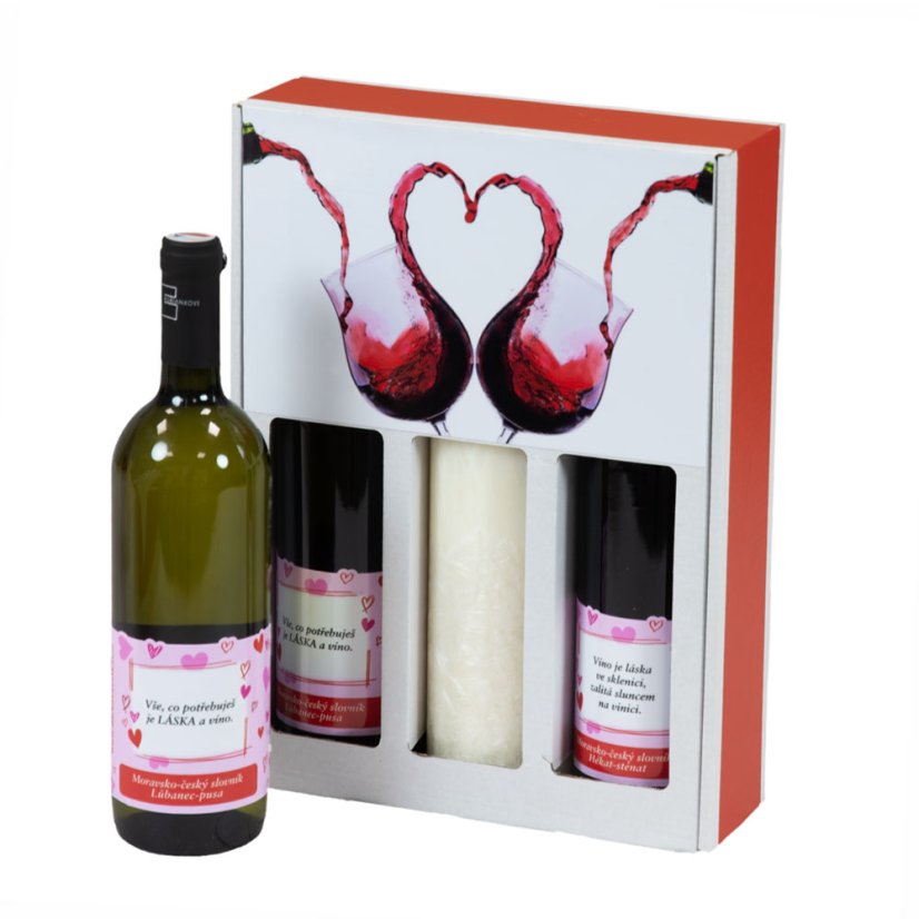 Velká sada vín se svíčkou pro zamilované - otevřená